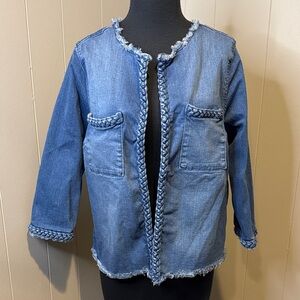 B10 Belle by Kim Gravel Women’s Small Frayed Edge Blue Jean Jacket